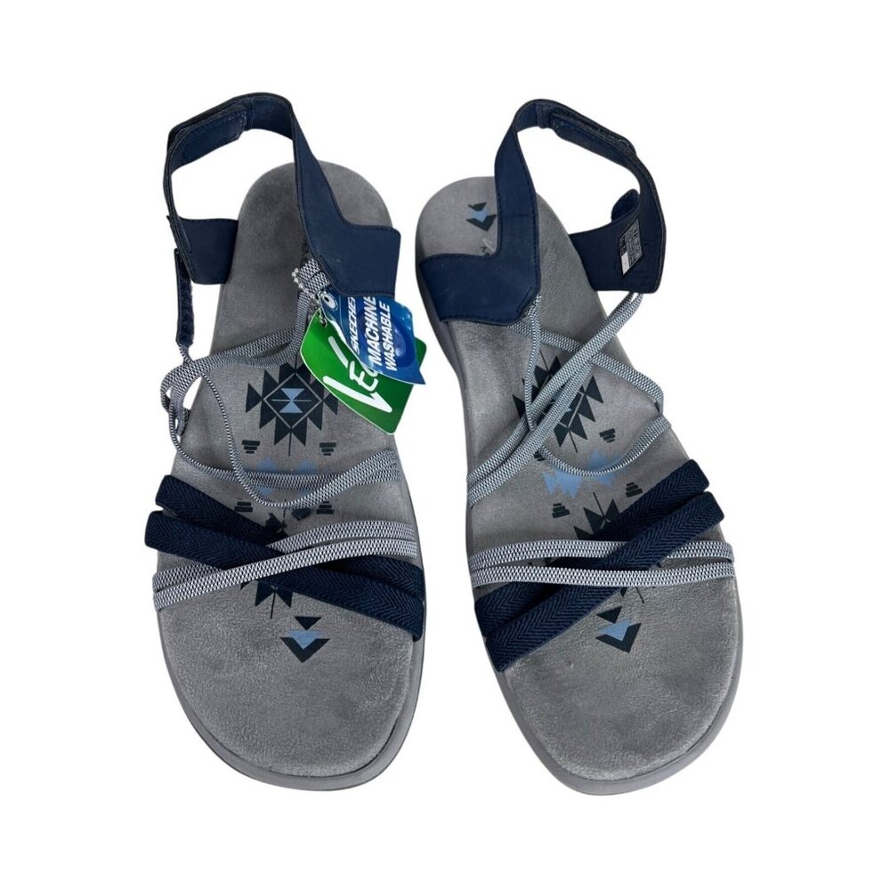 Skechers Reggae Slim Takes Two Strappy Sandals Navy Comfort Memory Foam US 10 - Picture 9 of 13